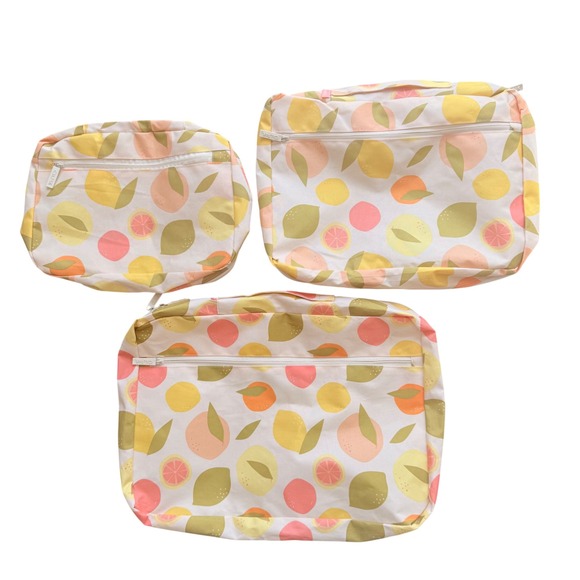 Calpak Handbags - Calpak Packing Cubes 3pc Citrus Fruit Print Travel Organizers Summer Aesthetic